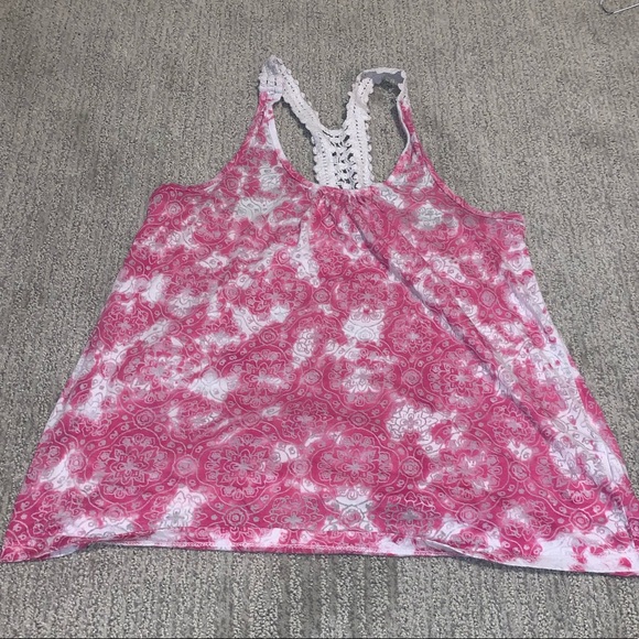 lei Tops - Pink and white tie dye lei tank top